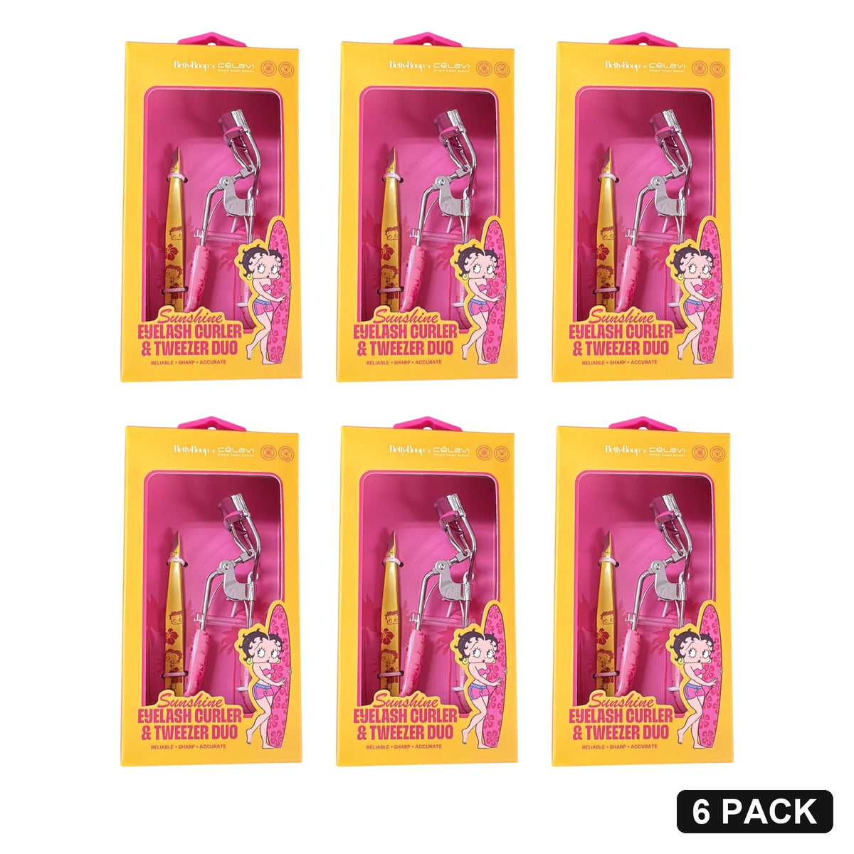 Betty Boop Sunshine Eyelash Curler & Tweezer Duo - Pack of 6