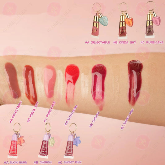 Pink Heart Lipgloss w/ Keychain - 12PCS
