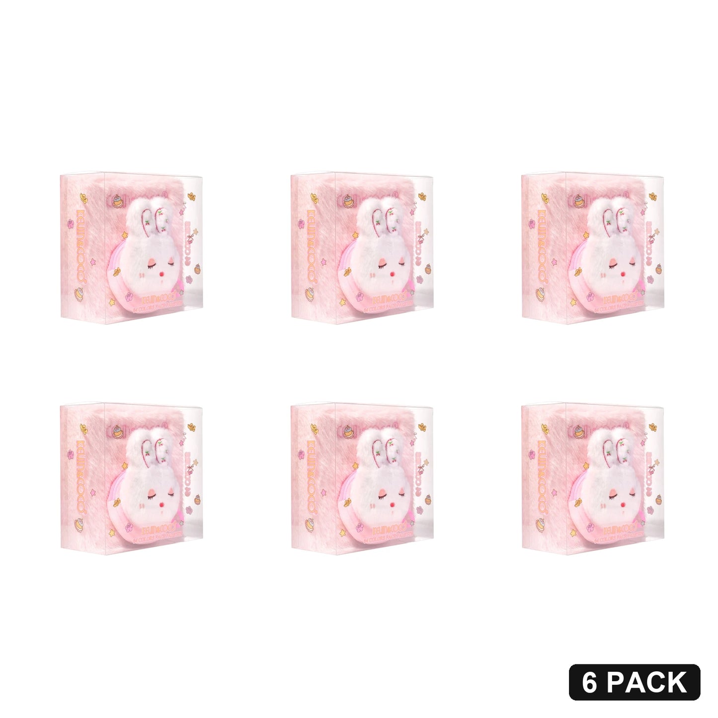 Pink Plush Bunny 64 Colors Eyeshadow Palette - 6PCS