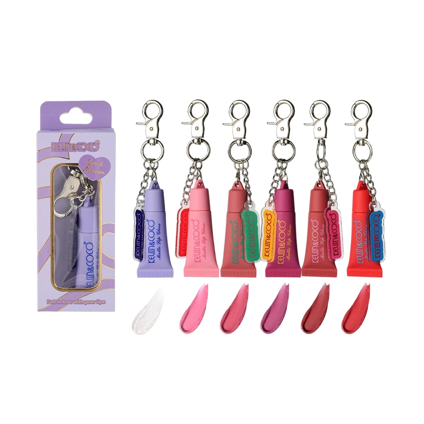 Matte Lip Gloss with Keychain - 24PCS