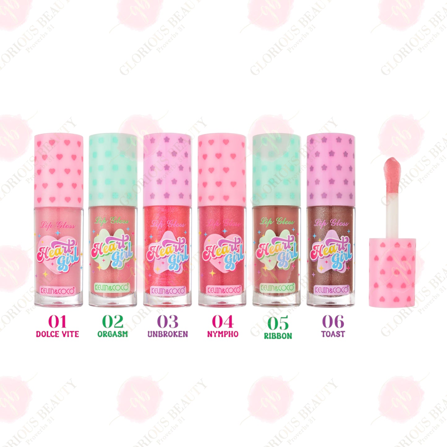 Honey Heart Sparkle Lip Gloss - 24PCS