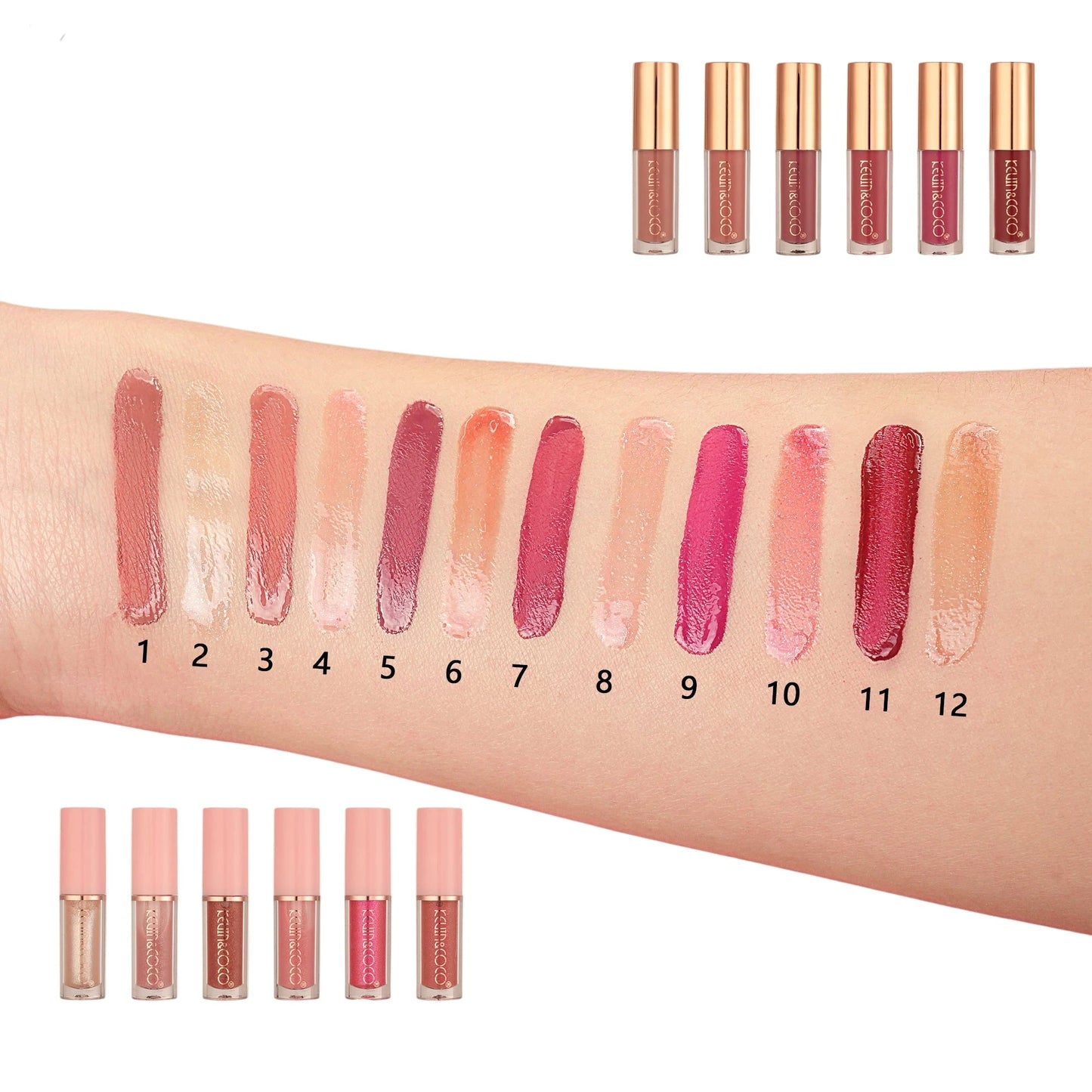 Glow Kiss 12-Color Lip Lacquer Set - 6PCS