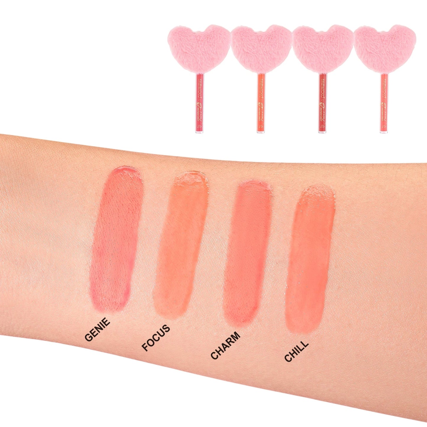 Fuzzy Heart Lip Gloss - 12PCS