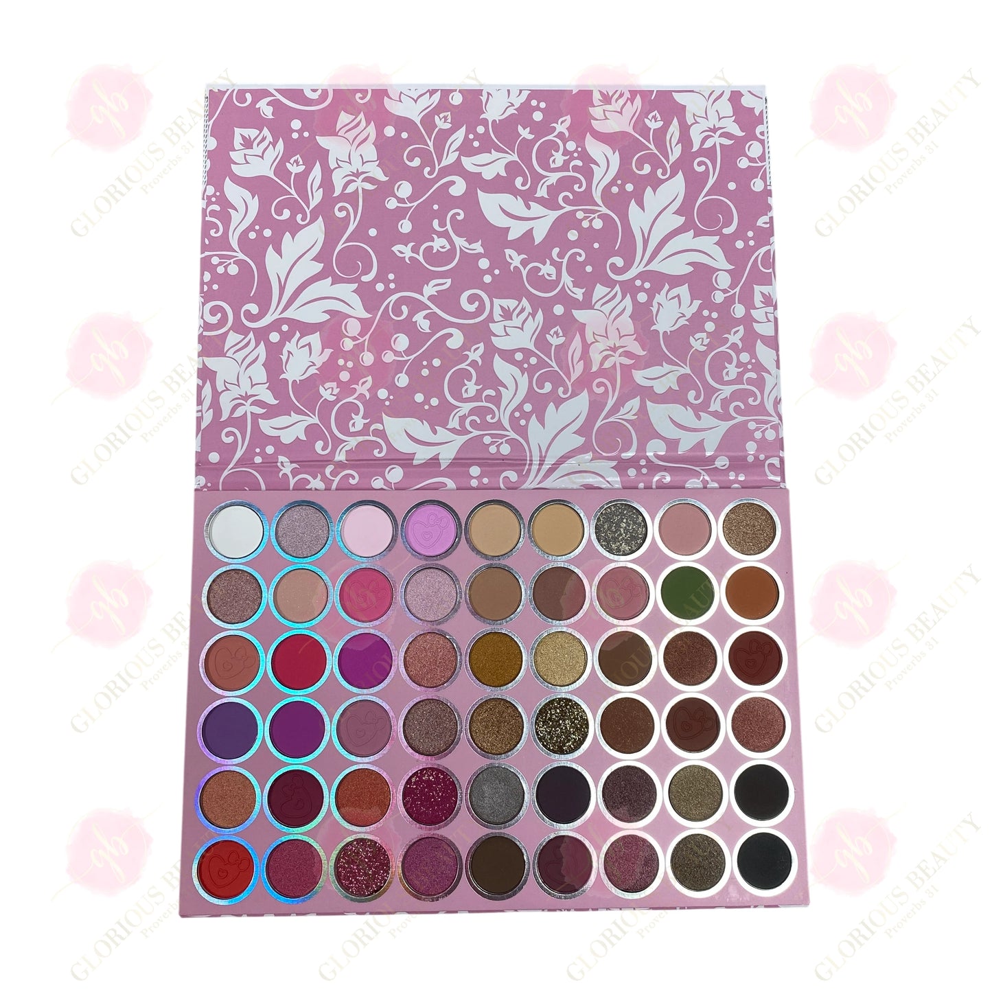 Yara Color Eyeshadow Palette (Pink Floral, ~54 colors)