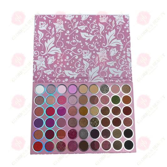 Yara Color Eyeshadow Palette (Pink Floral, ~54 colors)