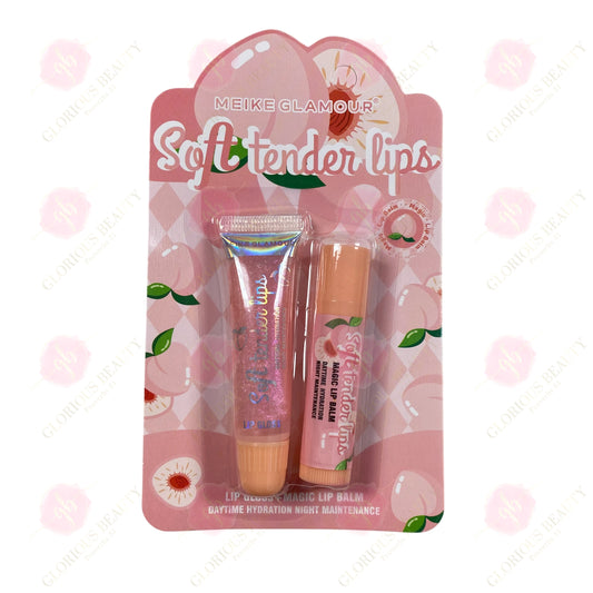 Soft Tender Lips Peach Lip Gloss & Lip Balm Set - 24PCS
