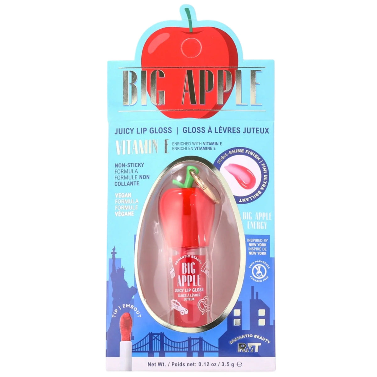 Big Apple Juicy Lip Gloss Keychain - 12PCS