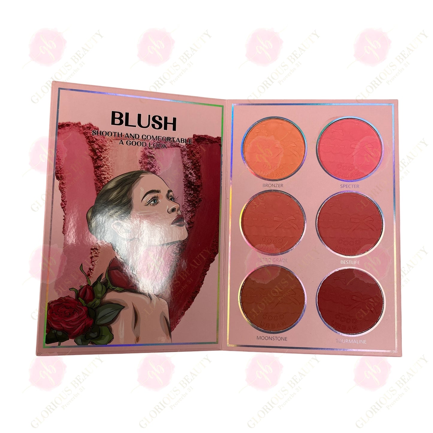 6-in-1 Palette Notebook (Pink) — Eyeshadow/Lipstick/Blush/Highlighter/Contour/Brow