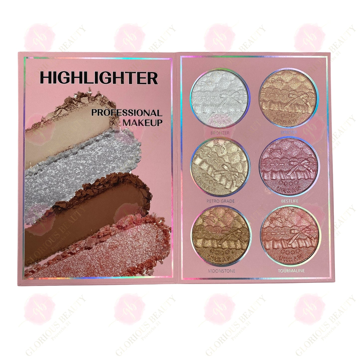 6-in-1 Palette Notebook (Pink) — Eyeshadow/Lipstick/Blush/Highlighter/Contour/Brow