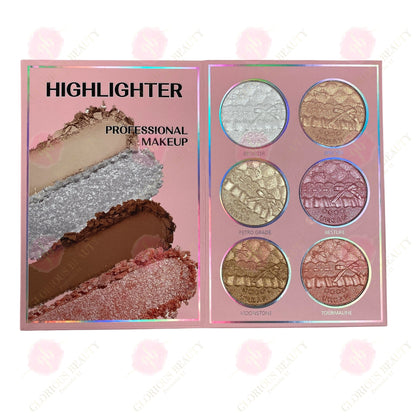 6-in-1 Palette Notebook (Pink) — Eyeshadow/Lipstick/Blush/Highlighter/Contour/Brow