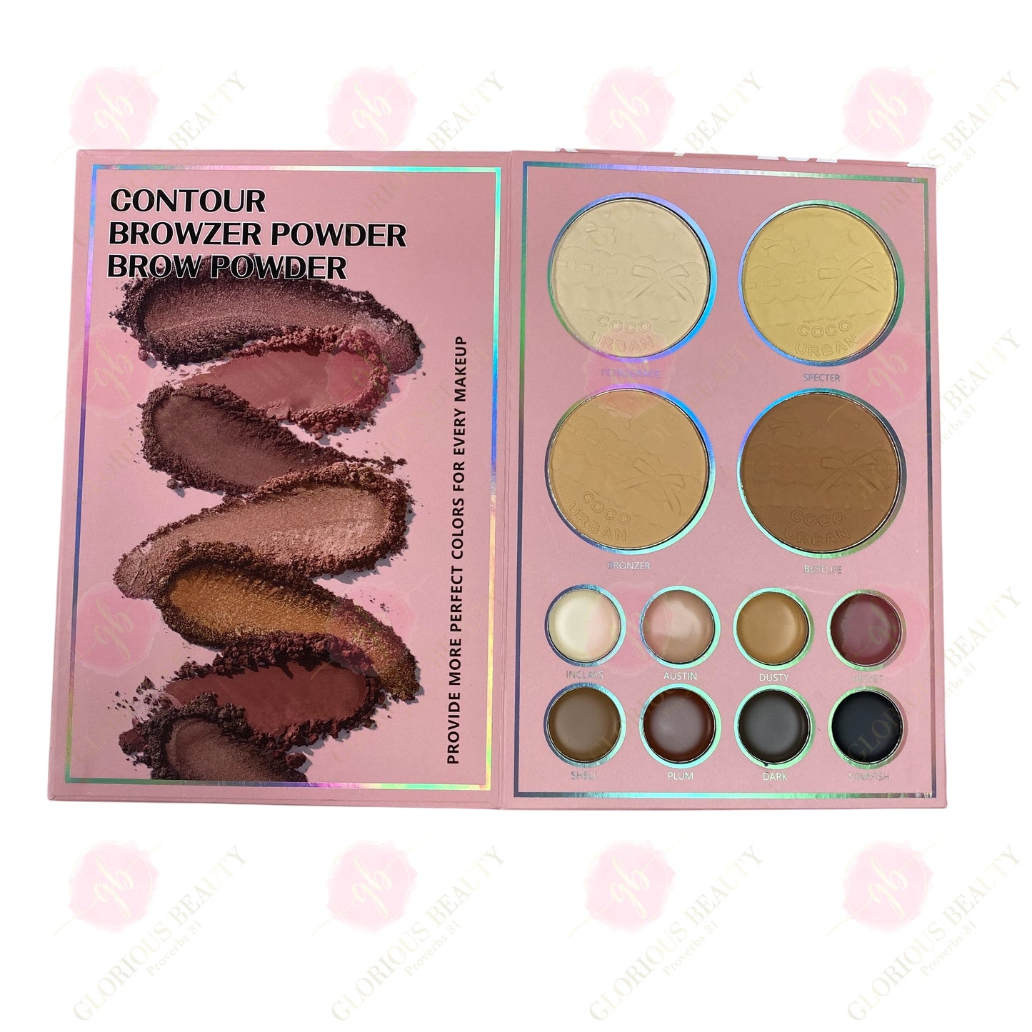 6-in-1 Palette Notebook (Pink) — Eyeshadow/Lipstick/Blush/Highlighter/Contour/Brow
