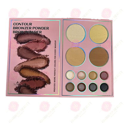 6-in-1 Palette Notebook (Pink) — Eyeshadow/Lipstick/Blush/Highlighter/Contour/Brow