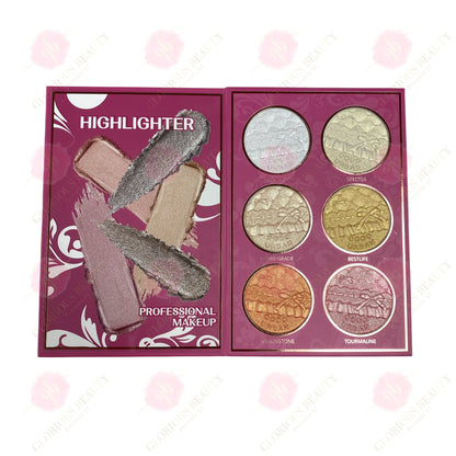 6-in-1 Palette Notebook (Maroon/Dark Pink) — Eyeshadow/Lipstick/Blush/Highlighter/Contour/Brow