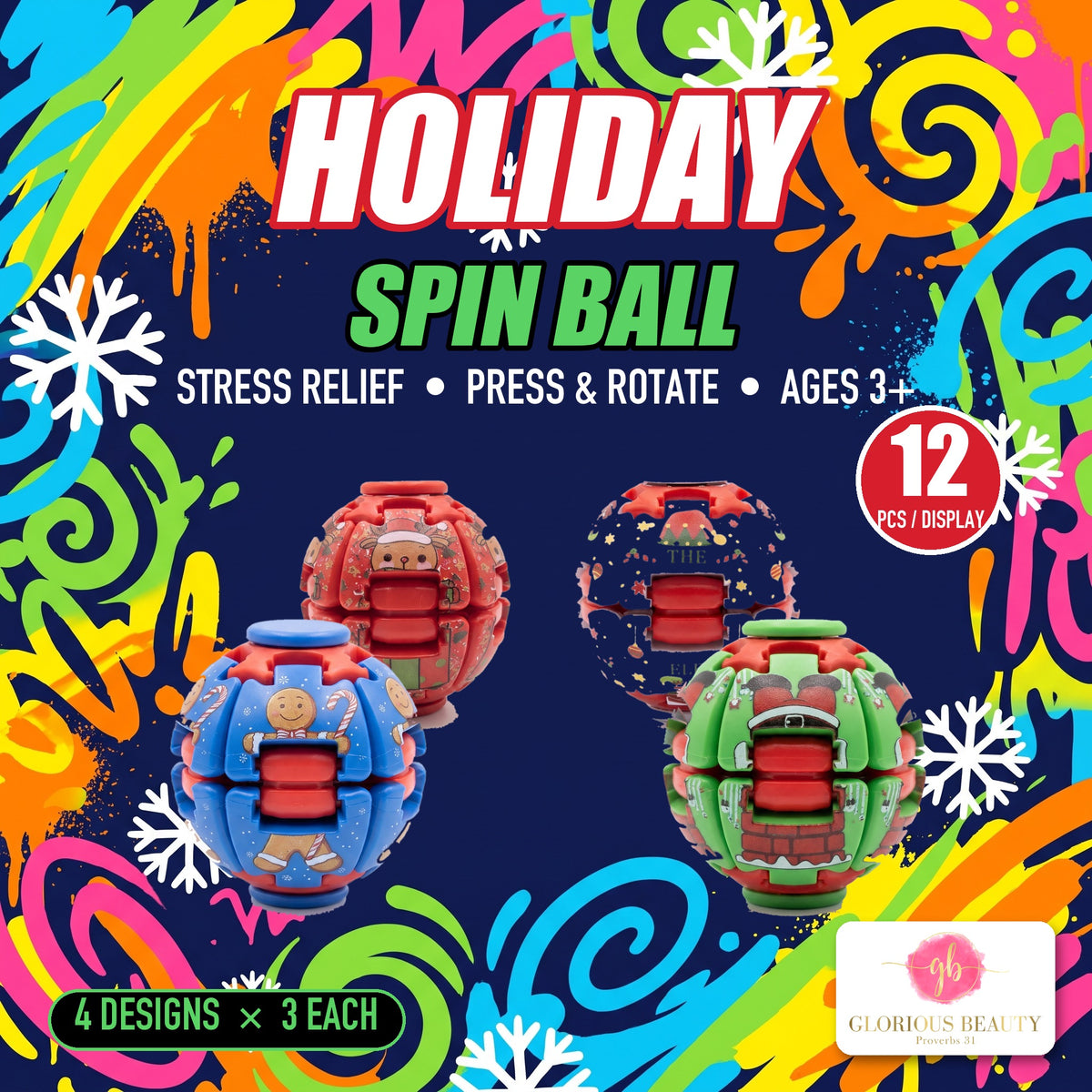 Christmas Fidget Spin Ball by Glorious Beauty