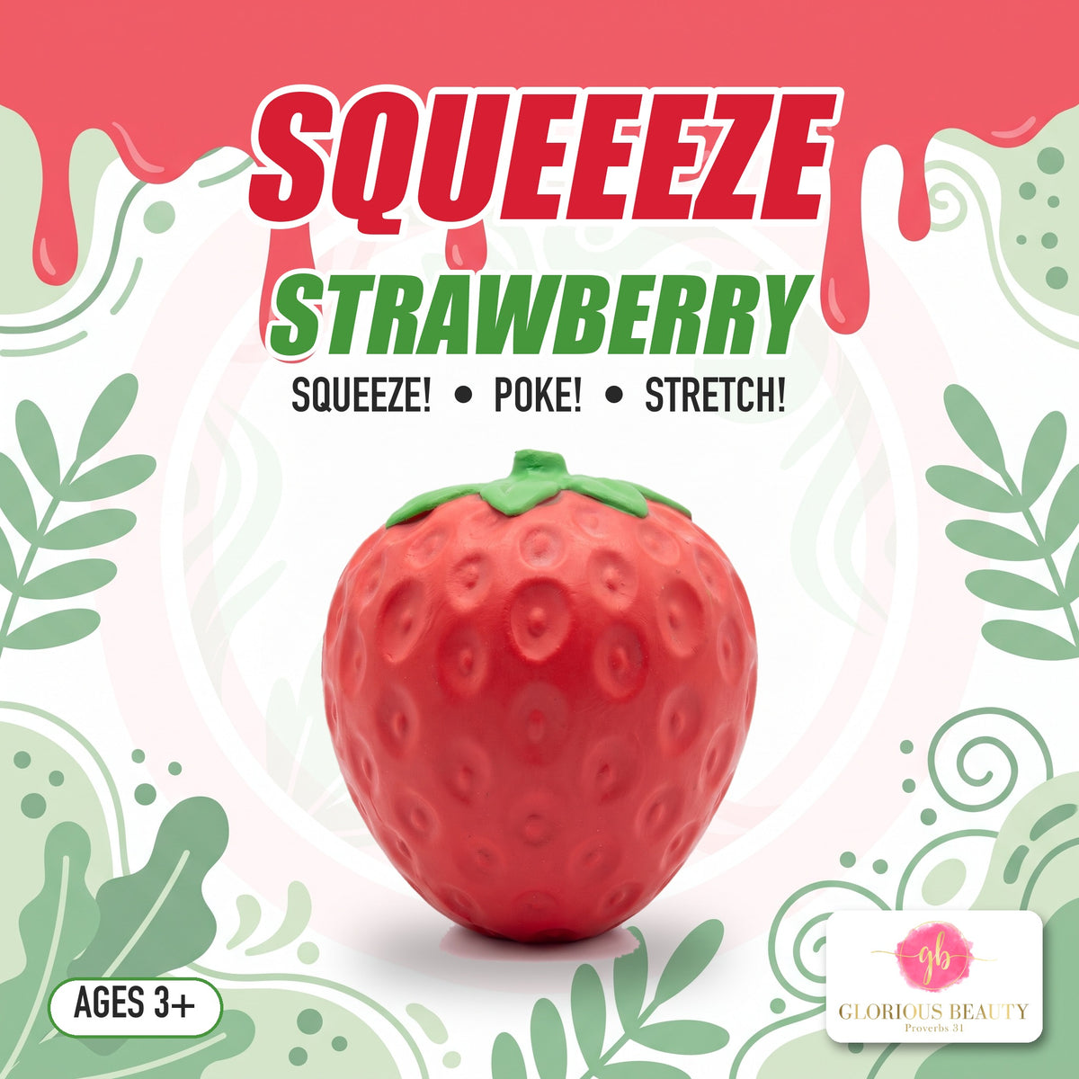 Squeeeze Strawberry Squishy Toy by Glorious Beauty