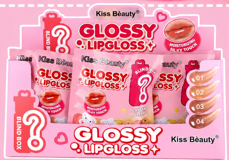 Glossy Lipgloss Blind Box with Plush Keychain - 12PCS