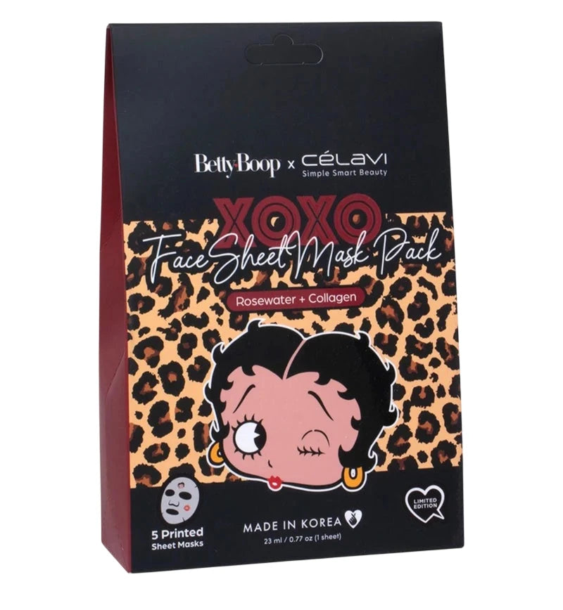 Betty Boop XOXO Face Sheet Mask Pack (5 Masks) - Pack of 4