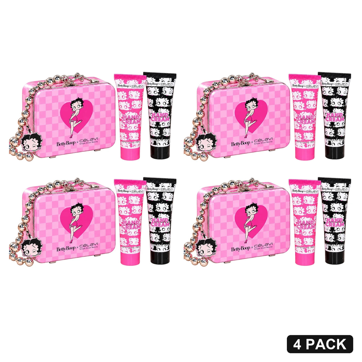Betty Boop 2 Piece Hand Cream Set with Tin Case - Pack of 4