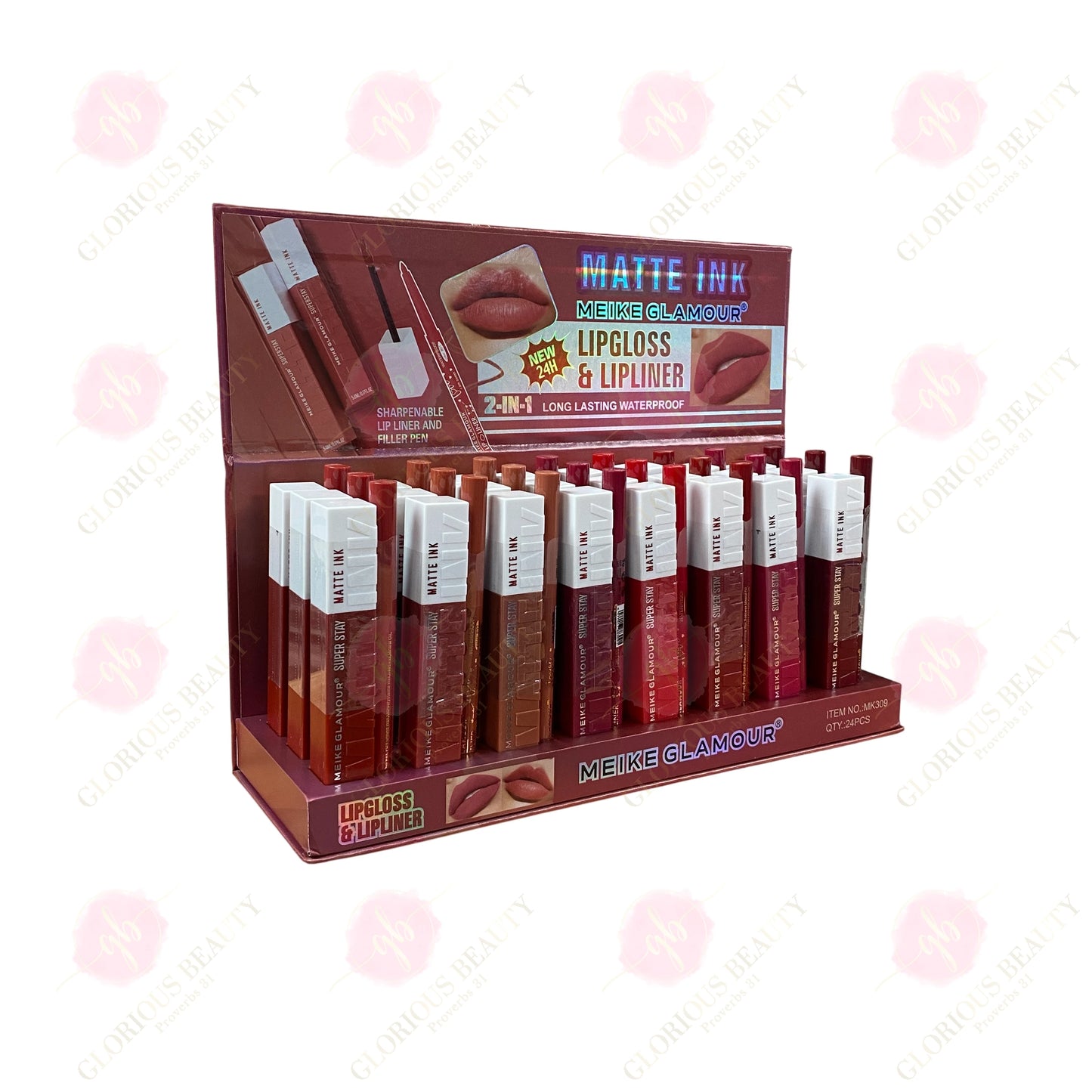 Matte Ink Lipgloss & Lipliner 2-in-1 - 24PCS