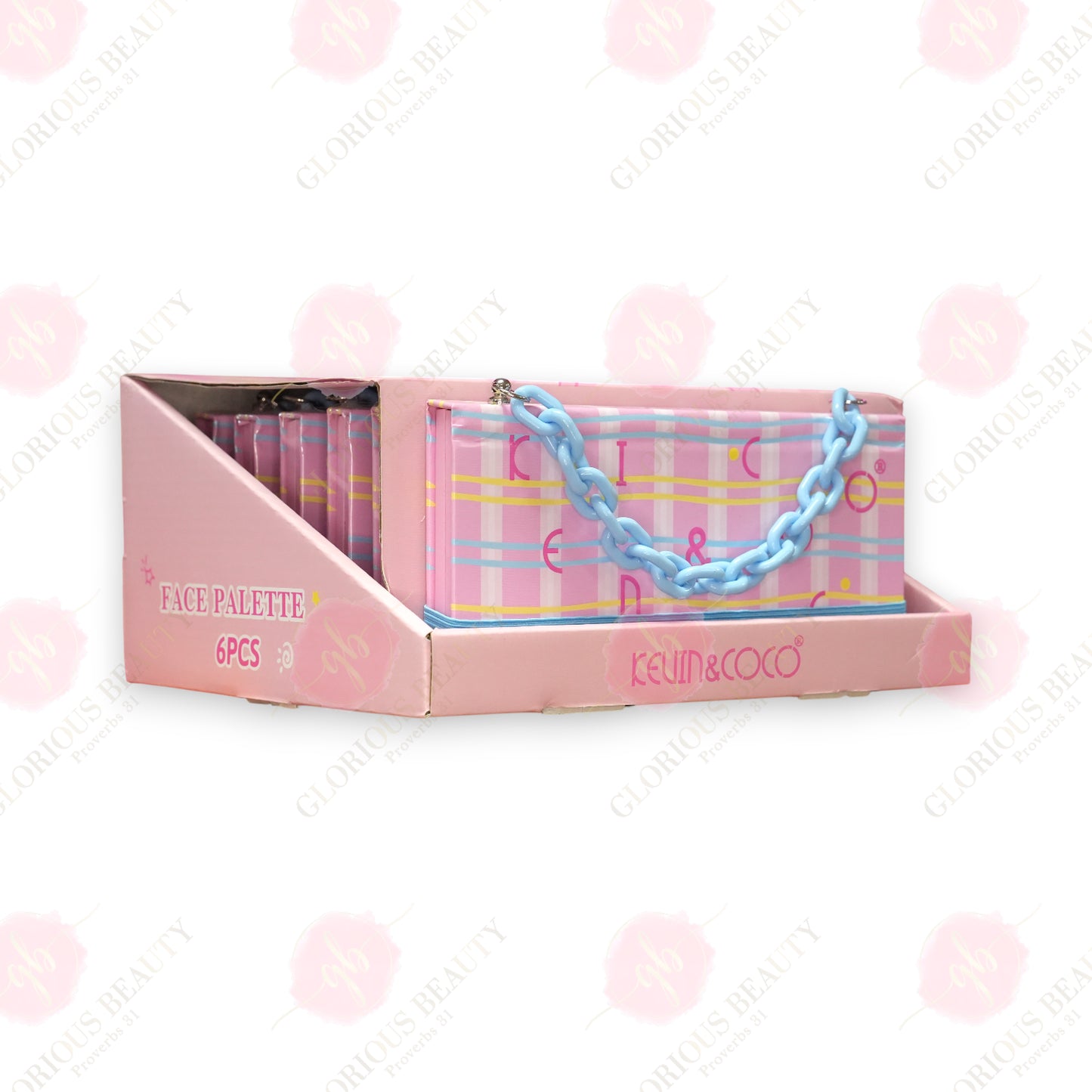 Pink - 26 Color Face Palette with Chain - 6PCS