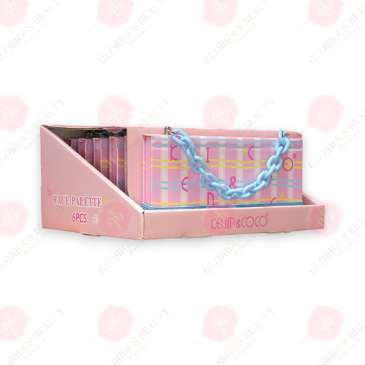 Pink - 26 Color Face Palette with Chain - 6PCS