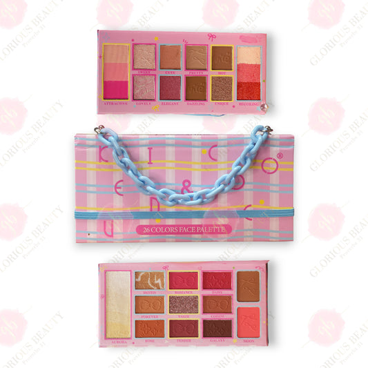 Pink - 26 Color Face Palette with Chain - 6PCS