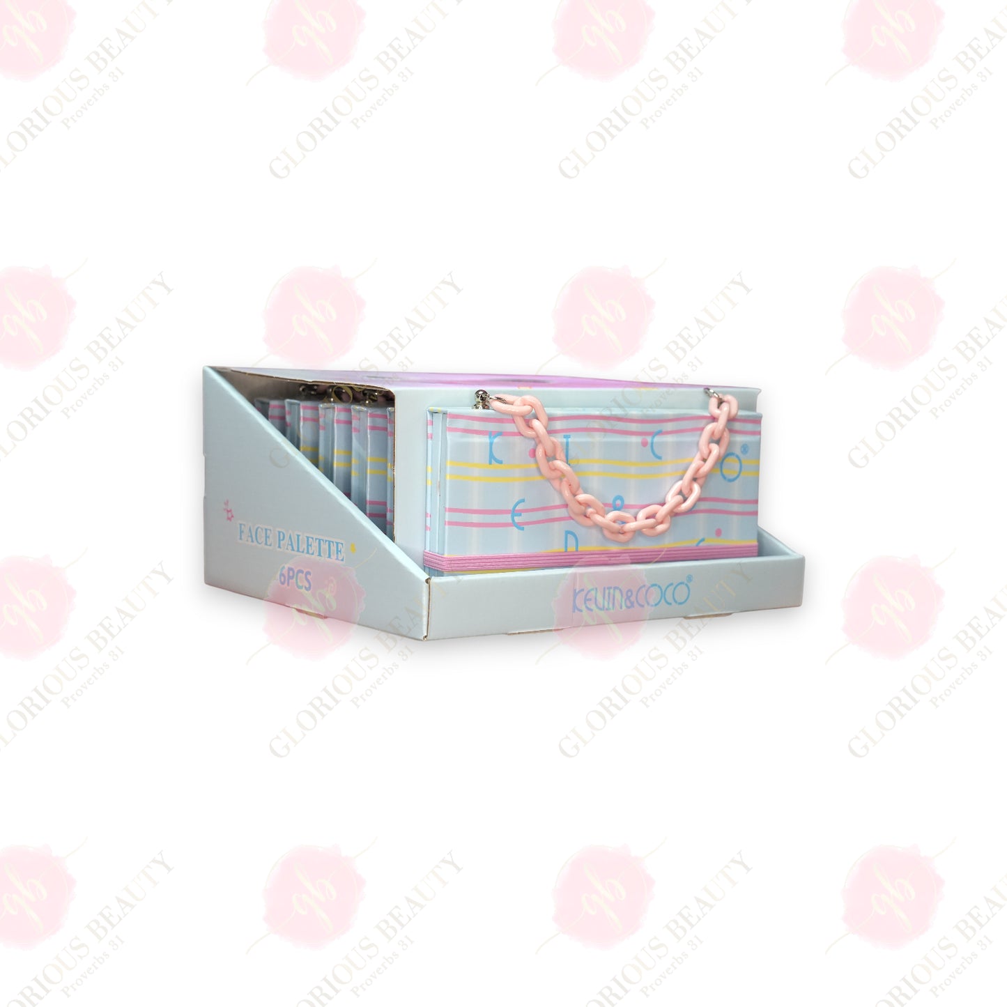 Blue - 26 Color Face Palette with Chain - 6PCS