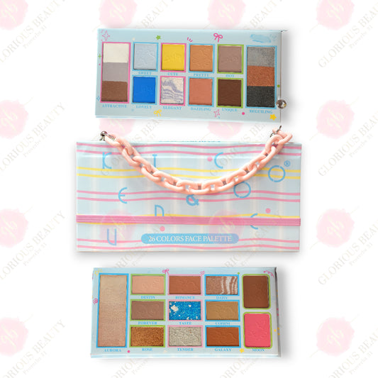 Blue - 26 Color Face Palette with Chain - 6PCS