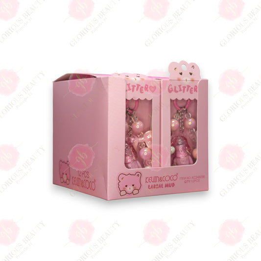 Beary Kisses Lip Gloss - Pink Display Set - 12 PCS
