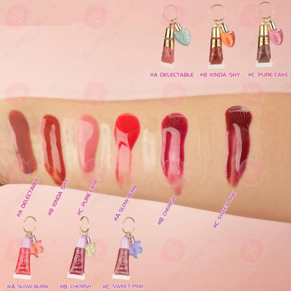 Pink Heart Lipgloss w/ Keychain - 12PCS