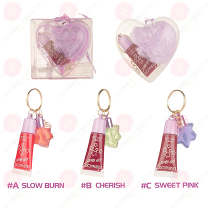 Purple Heart Lip Gloss w/ Keychain - 12PCS