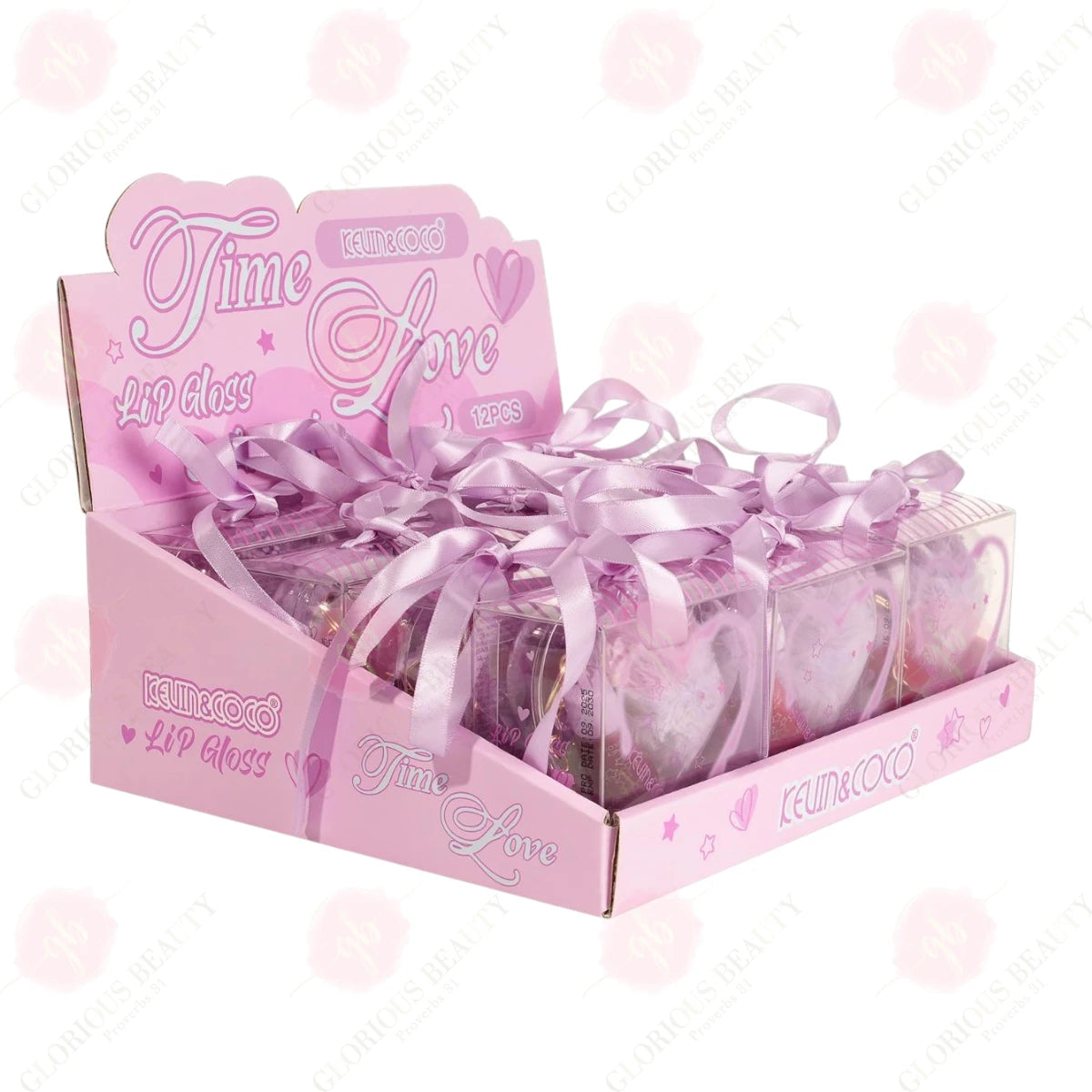 Purple Heart Lip Gloss w/ Keychain - 12PCS