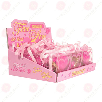 Pink Heart Lipgloss w/ Keychain - 12PCS