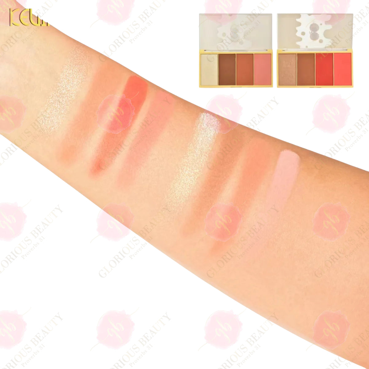 4-in-1 Blush & Highlighter Palette - 12PCS