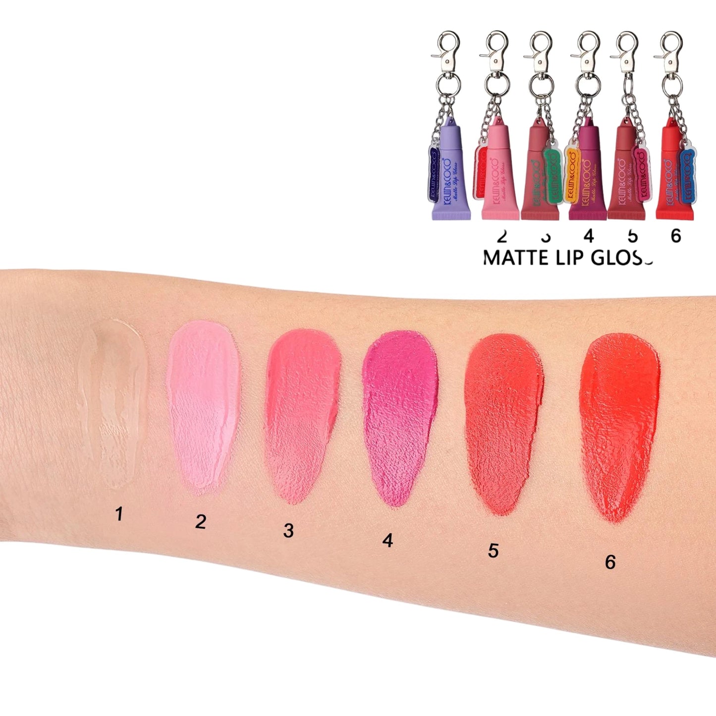 Matte Lip Gloss with Keychain - 24PCS