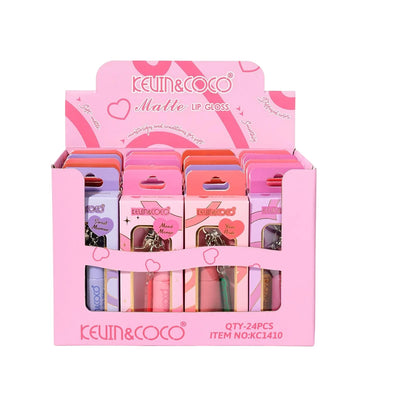 Matte Lip Gloss with Keychain - 24PCS