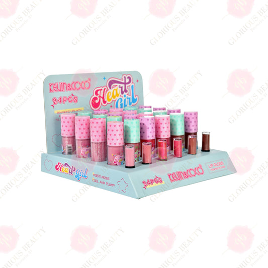 Honey Heart Sparkle Lip Gloss - 24PCS