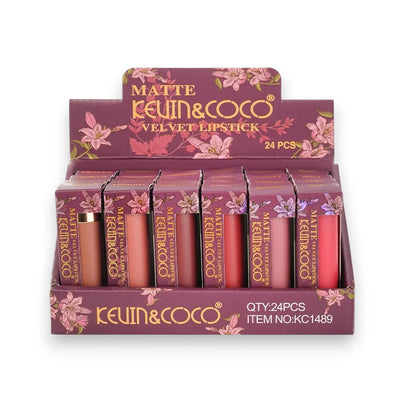 Pink Flowers Velvet Lipstick - 24PCS