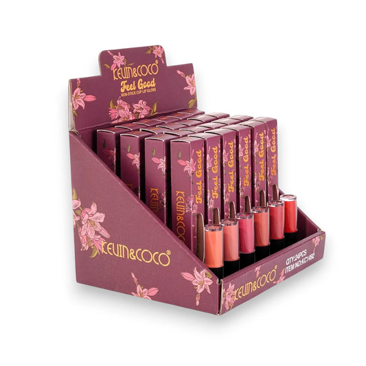 Pink Flowers Non Stick Cup Lip Gloss - 24PCS
