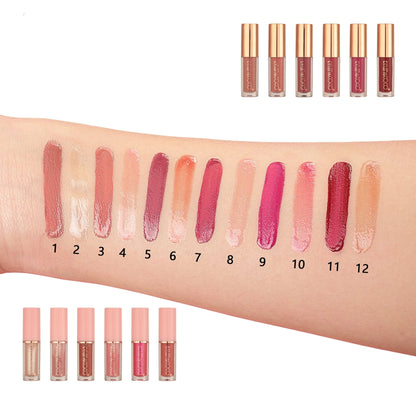 Glow Kiss 12-Color Lip Lacquer Set - 6PCS