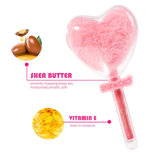 Fuzzy Heart Lip Gloss - 12PCS