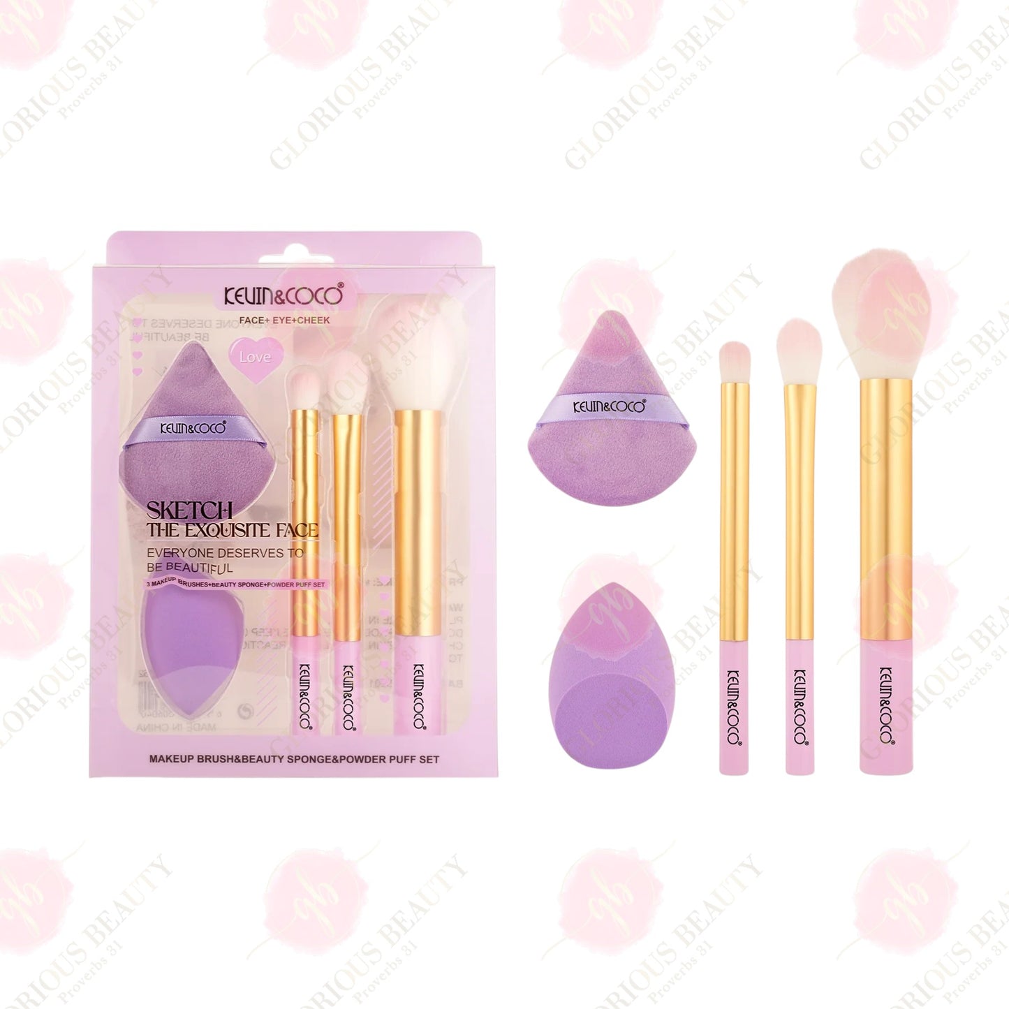 Phantom Violet Light Flow Makeup Brush Set - 6PCS