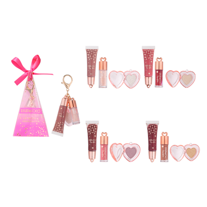Pink Bow Lip Gloss & Highlighter Secret Box - 12PCS