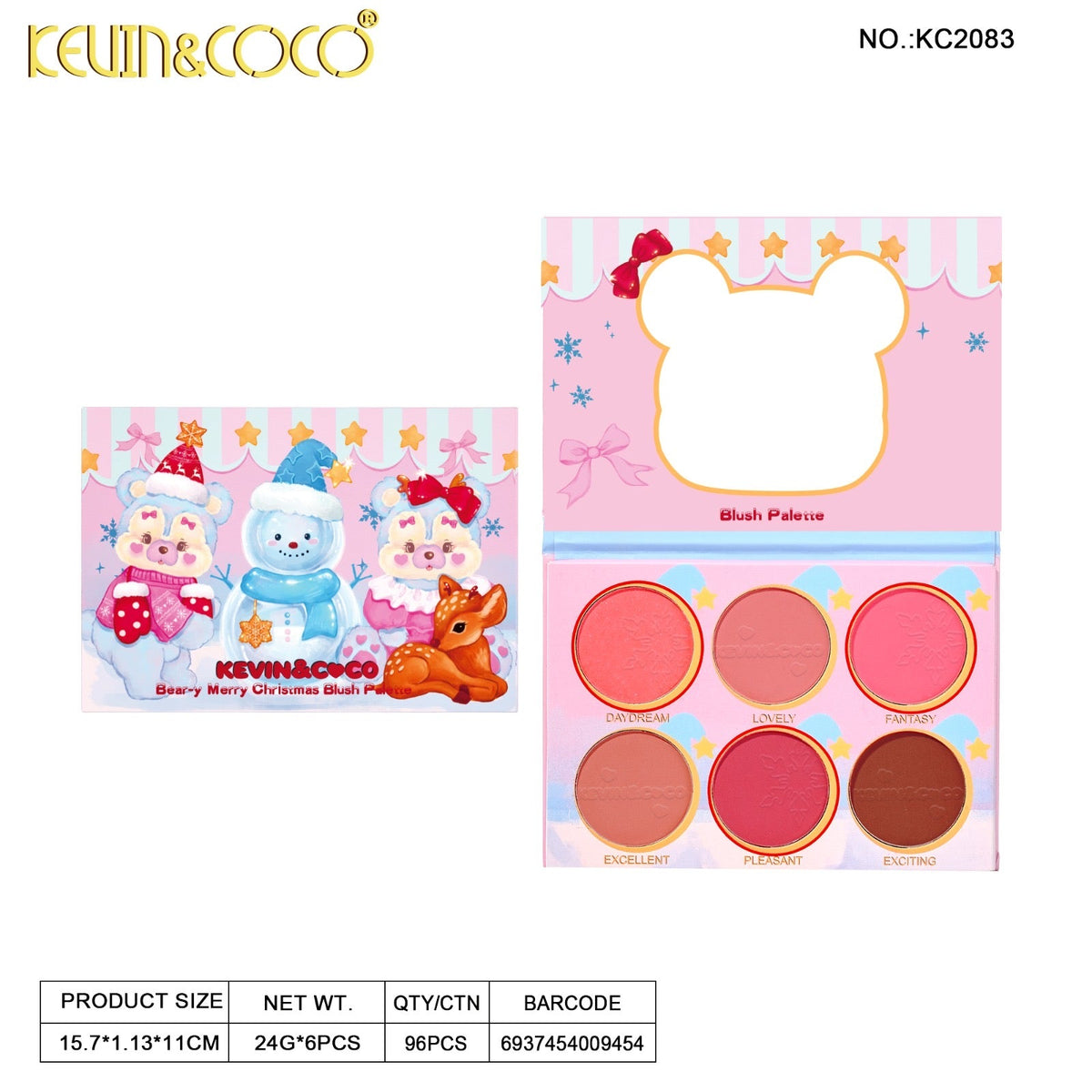 Bear-y Merry Christmas Blush Palette - 6PCS