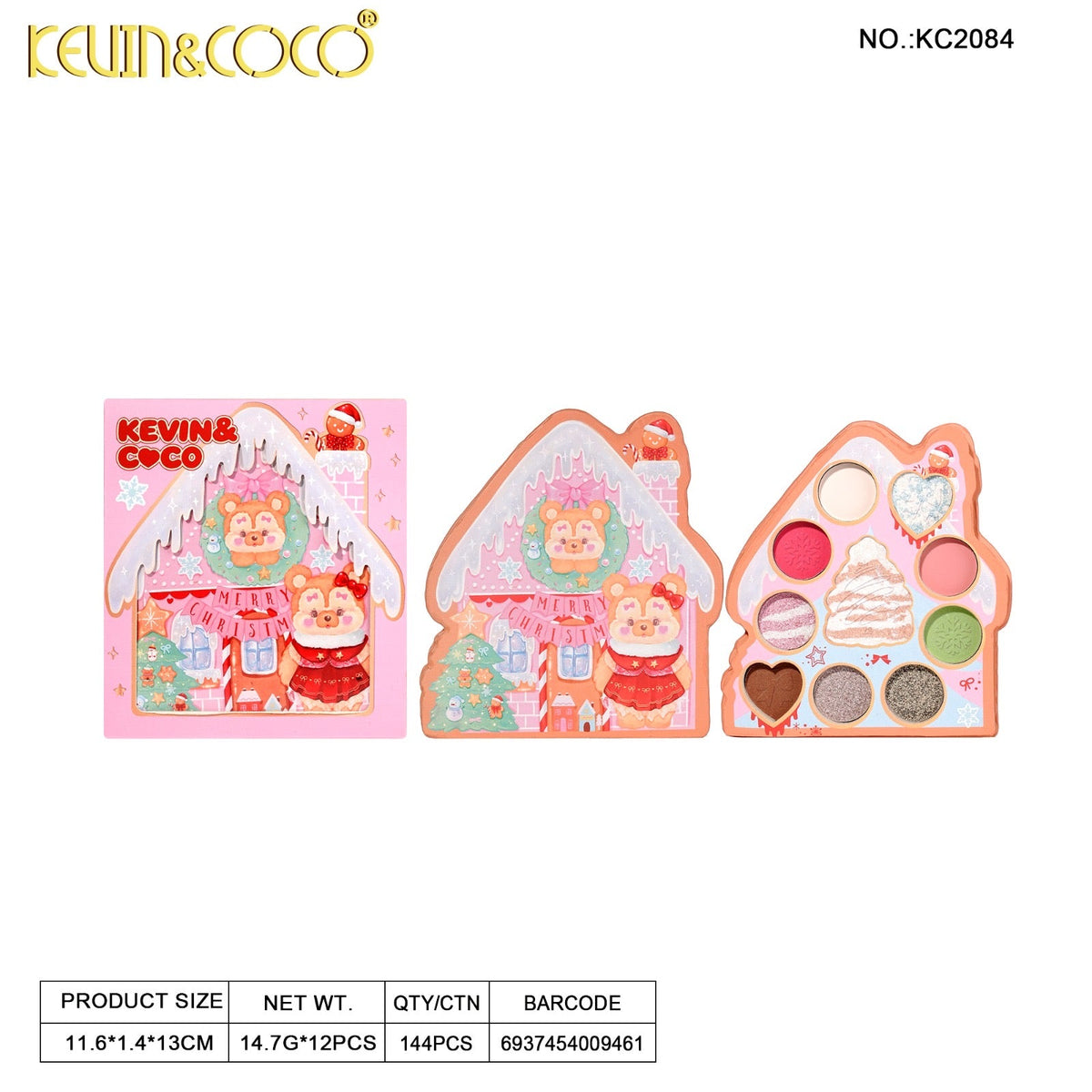 Holiday Gingerbread House Eyeshadow Palette - 12PCS