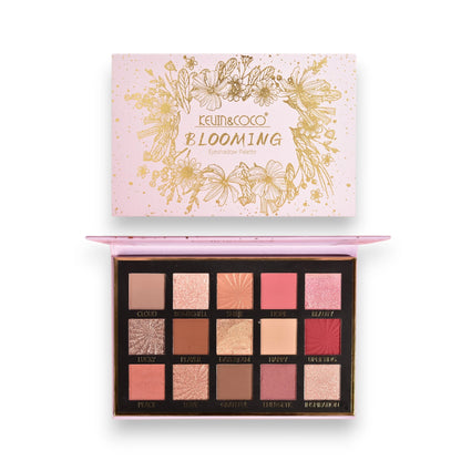 Blooming 15-Color Eyeshadow Palette Display Set - 6 PCS