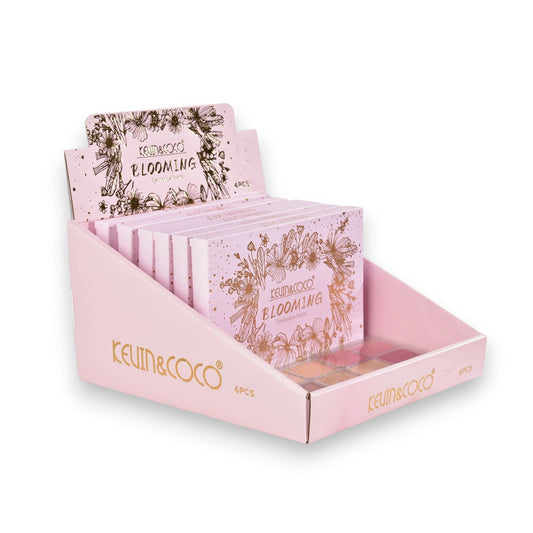 Blooming 15-Color Eyeshadow Palette Display Set - 6 PCS