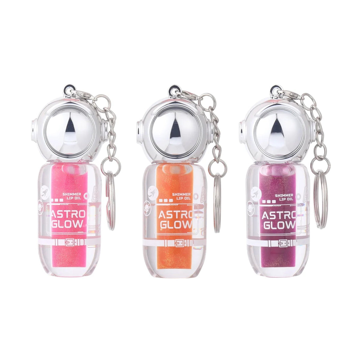 Astro Glow Shimmer Lip Oil Keychain - 12PCS
