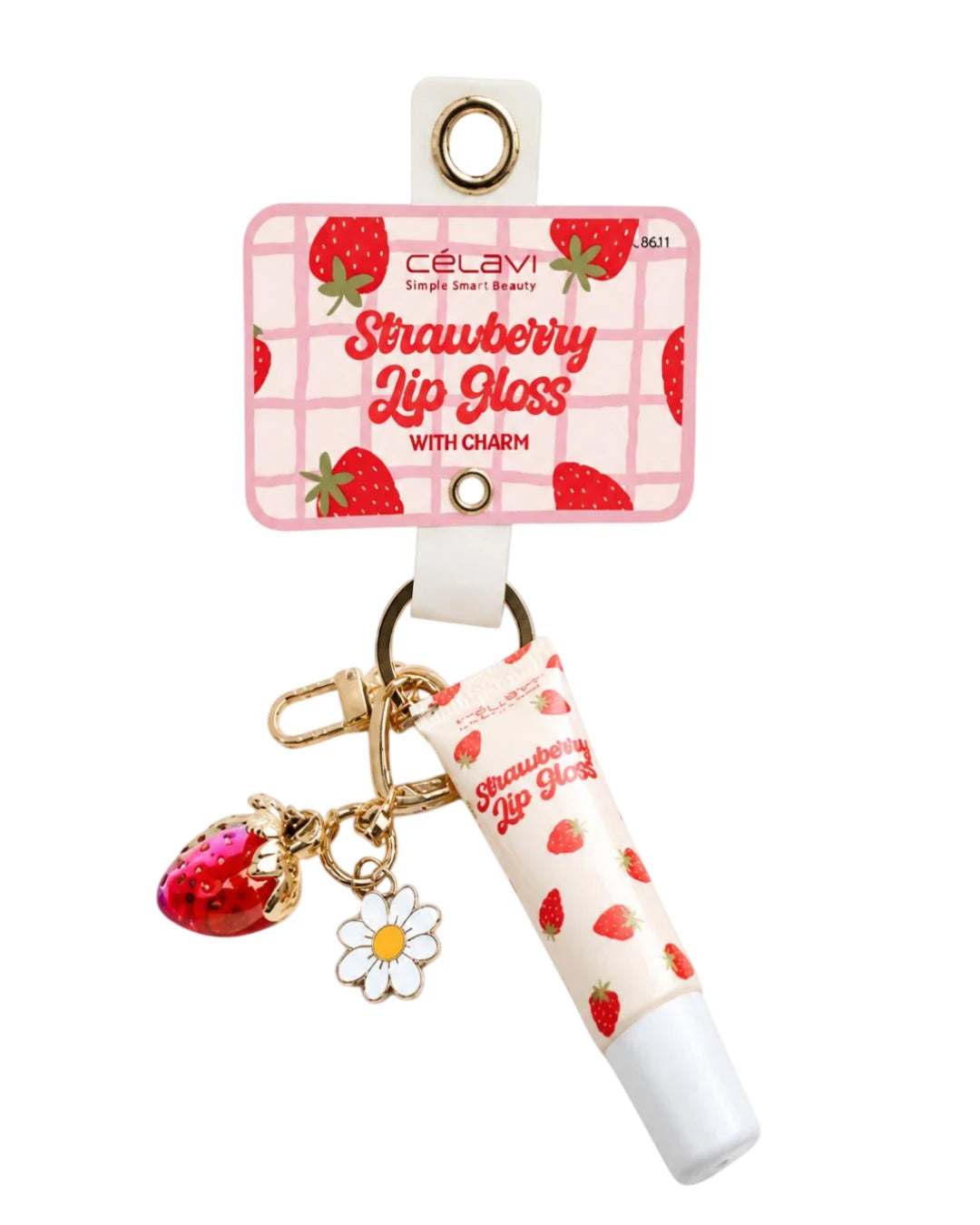 2 x Lip Gloss Keychain with Charm
