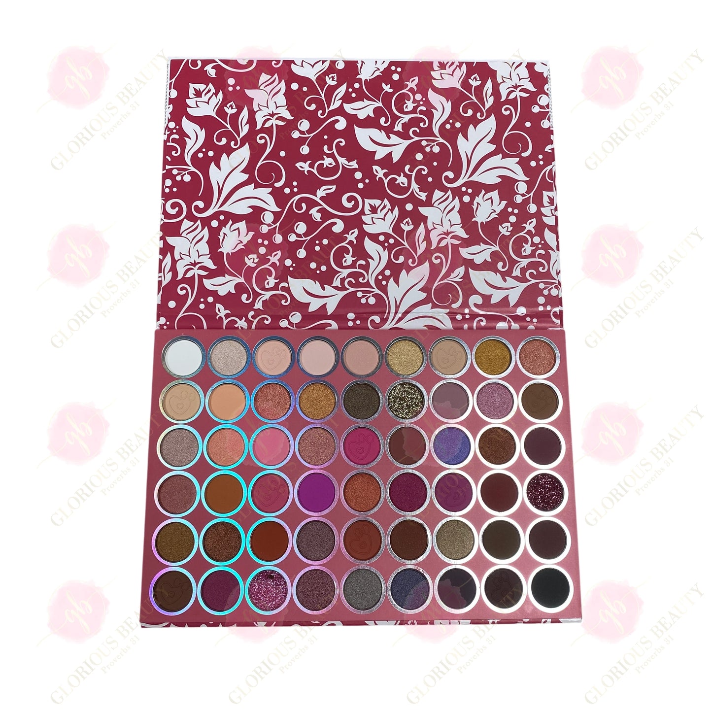 Yara Color Eyeshadow Palette (Red/Maroon Floral, ~54 colors)